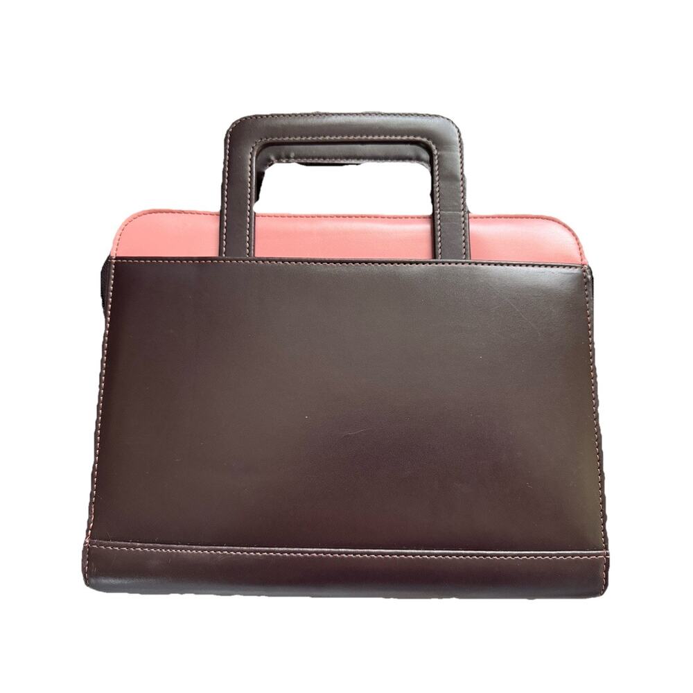 Franklin Covey Day One Zip Planner Binder W/ Handles Brown Pink Purse Organizer